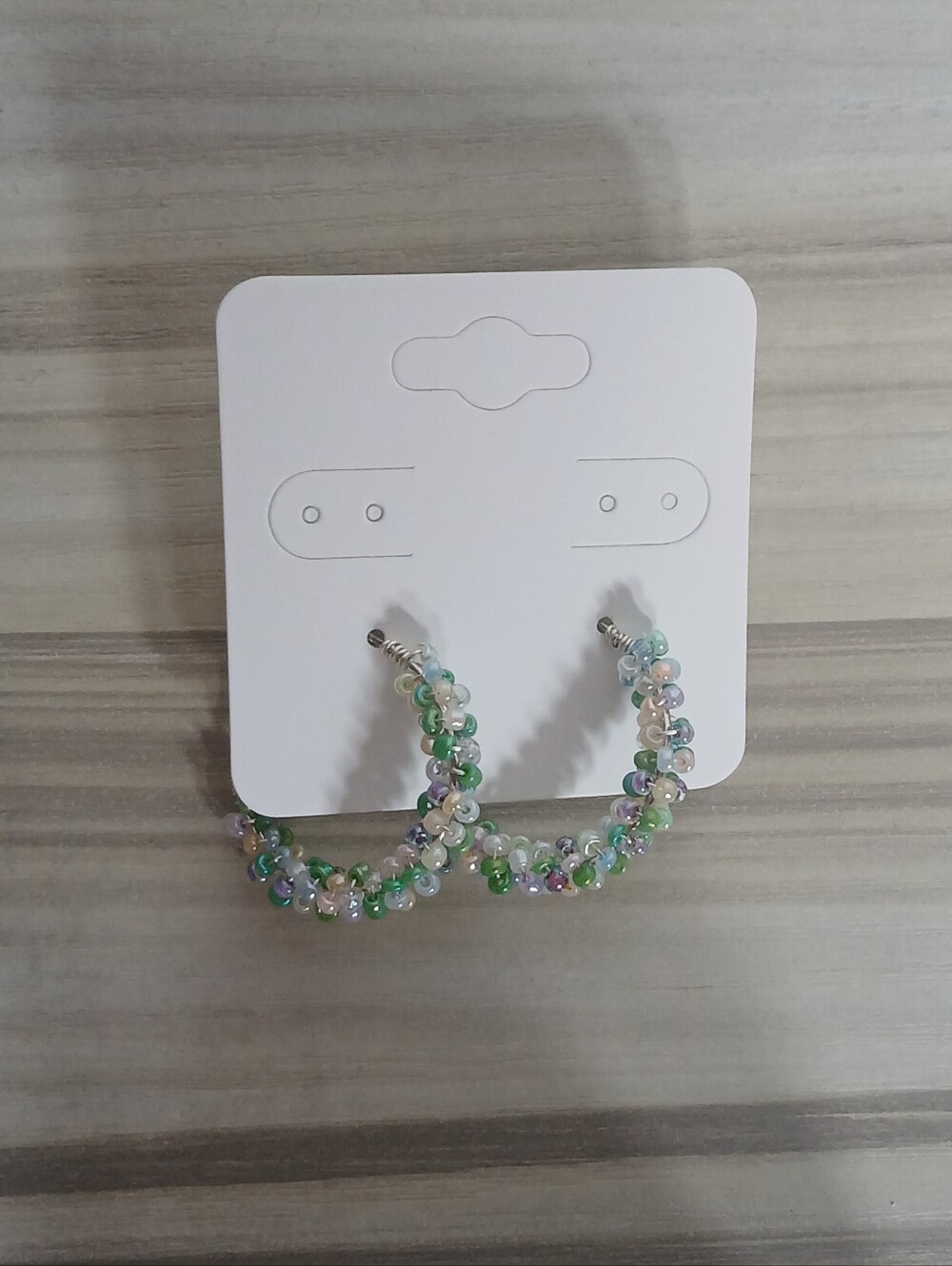 Handmade Iridescent Seed Bead Hoop Earrings
